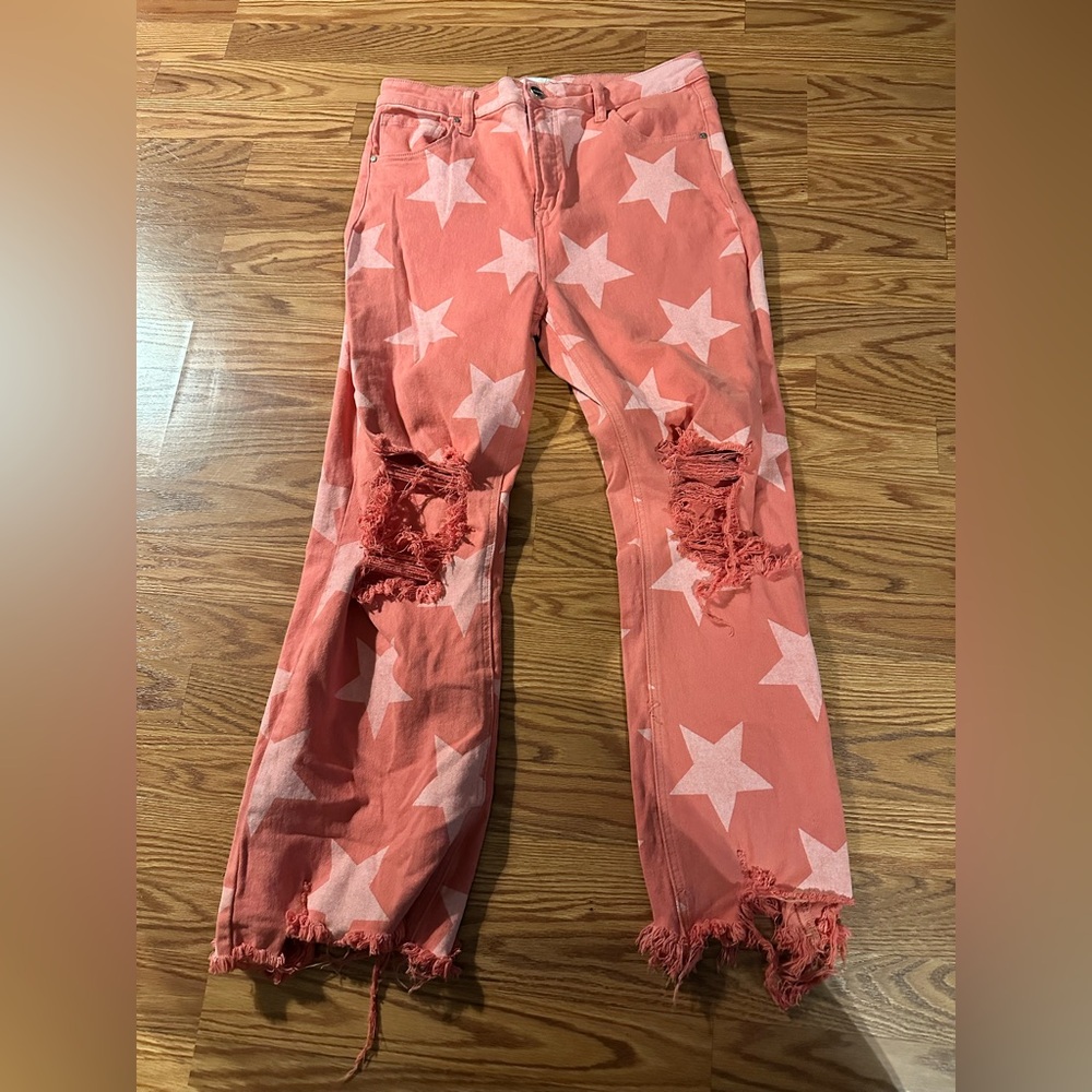 Star Patterned Pink Jeans Sz 31